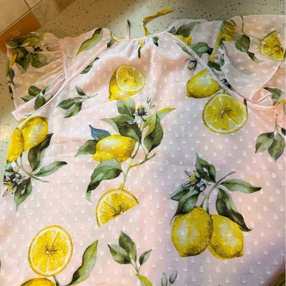 Joie Pink Blouse Lemon Print xs - Picture 7 of 7